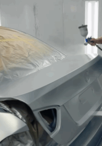 BMW 7 Series G70 being polished post paint and base coating in Dubai