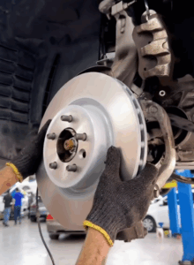 Benz G63 brake pad replacement in progress at The Car Lab Auto Repair Center in Dubai