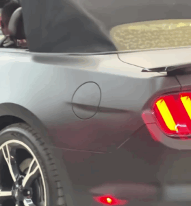Ford Mustang in the workshop receiving custom peelable paint job