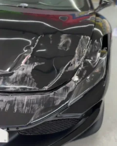 Ferrari 296 GTB front bonnet scratch repair and paint correction before restoration