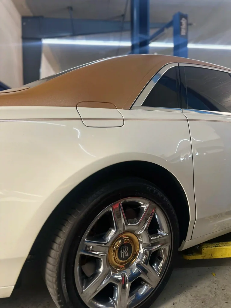 Rolls Royce Phantom minor service in Dubai with side profile during scheduled maintenance
